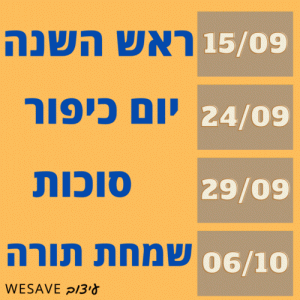 לוח שנה חגי תשרי 2023 שנה עברית חדשה תשפד תאריכים